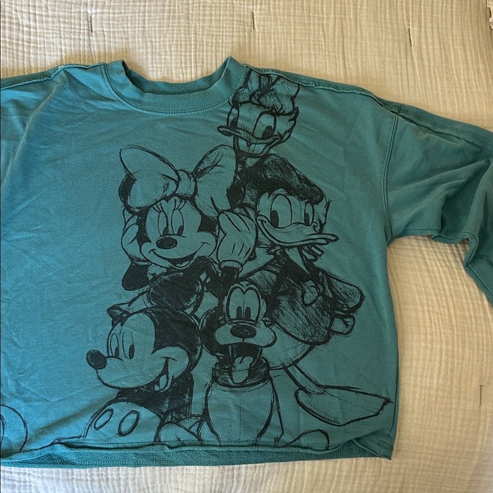 Disney Teal Kids Graphic Sweatshirt with Classic Character Sketches